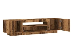 Mueble TV luces LED madera ingeniería envejecida 160x35x40 cm