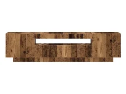Mueble TV luces LED madera ingeniería envejecida 160x35x40 cm