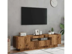 Mueble TV luces LED madera ingeniería envejecida 160x35x40 cm