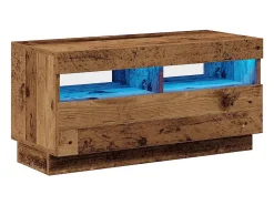 Mueble TV luces LED madera ingeniería envejecida 80x35x40 cm