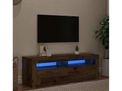 Mueble TV luces LED madera ingeniería envejecida 120x35x40 cm