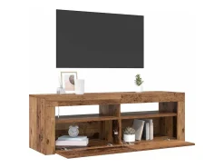 Mueble TV luces LED madera ingeniería envejecida 120x35x40 cm