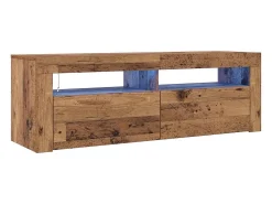 Mueble TV luces LED madera ingeniería envejecida 120x35x40 cm
