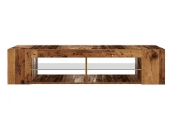 Mueble TV luces LED madera ingeniería envejecida 135x39x30 cm