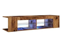 Mueble TV luces LED madera ingeniería envejecida 135x39x30 cm