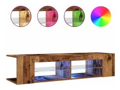 Mueble TV luces LED madera ingeniería envejecida 135x39x30 cm