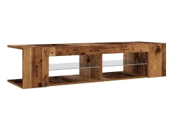 Mueble TV luces LED madera ingeniería envejecida 135x39x30 cm