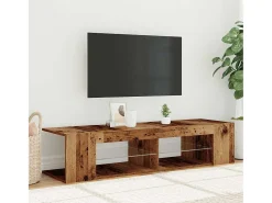 Mueble TV luces LED madera ingeniería envejecida 135x39x30 cm