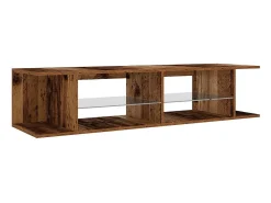 Mueble TV luces LED madera ingeniería envejecida 135x39x30 cm