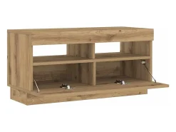 Mueble TV luces LED madera ingeniería roble artisan 80x35x40 cm