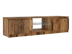 Mueble TV luces LED madera ingeniería envejecida 140x40x36 cm