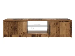Mueble TV luces LED madera ingeniería envejecida 140x40x36 cm