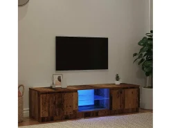 Mueble TV luces LED madera ingeniería envejecida 140x40x36 cm