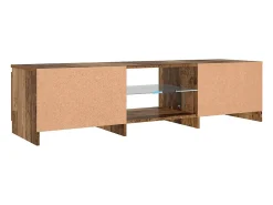 Mueble TV luces LED madera ingeniería envejecida 140x40x36 cm