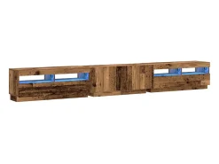 Mueble TV luces LED madera ingeniería envejecida 300x35x40 cm