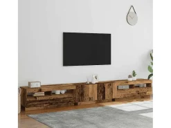 Mueble TV luces LED madera ingeniería envejecida 300x35x40 cm
