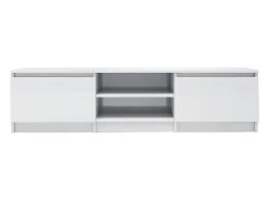 Mueble TV madera contrachapada blanco brillante 140x40x35,5cm
