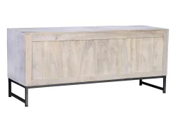 Mueble tv madera de mango y patas de metal blanco envejecido