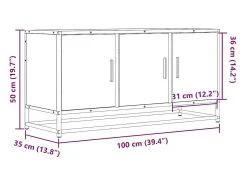 Mueble TV madera ingeniería y metal roble Sonoma 100x35x50 cm