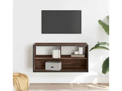 Mueble TV madera ingeniería y metal marrón roble 80x31x39,5 cm