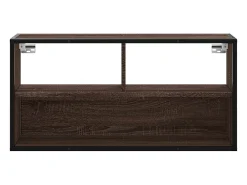 Mueble TV madera ingeniería y metal marrón roble 80x31x39,5 cm