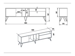 Mueble TV madera y dorado con almacenaje 180 cm BEARN