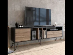 Mueble TV madera y dorado con almacenaje 180 cm BEARN