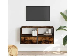 Mueble TV metal y madera contrachapada roble humo 80x31x39,5 cm