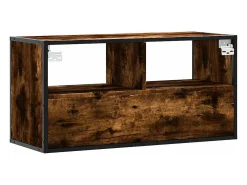 Mueble TV metal y madera contrachapada roble humo 80x31x39,5 cm