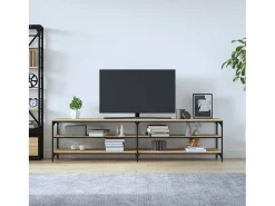 Mueble TV metal y madera contrachapada roble Sonoma 200x30x50cm ES93866