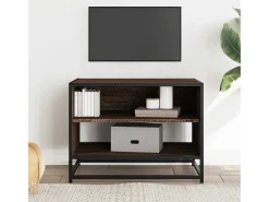 Mueble TV metal y madera ingeniería marrón roble 61x40x46 cm