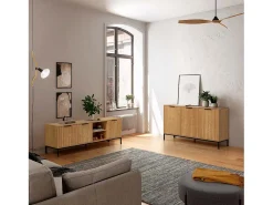 Mueble Tv Mónica 3 puertas color Roble