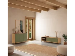 Mueble Tv Nassau 2 puertas efecto Roble/Verde