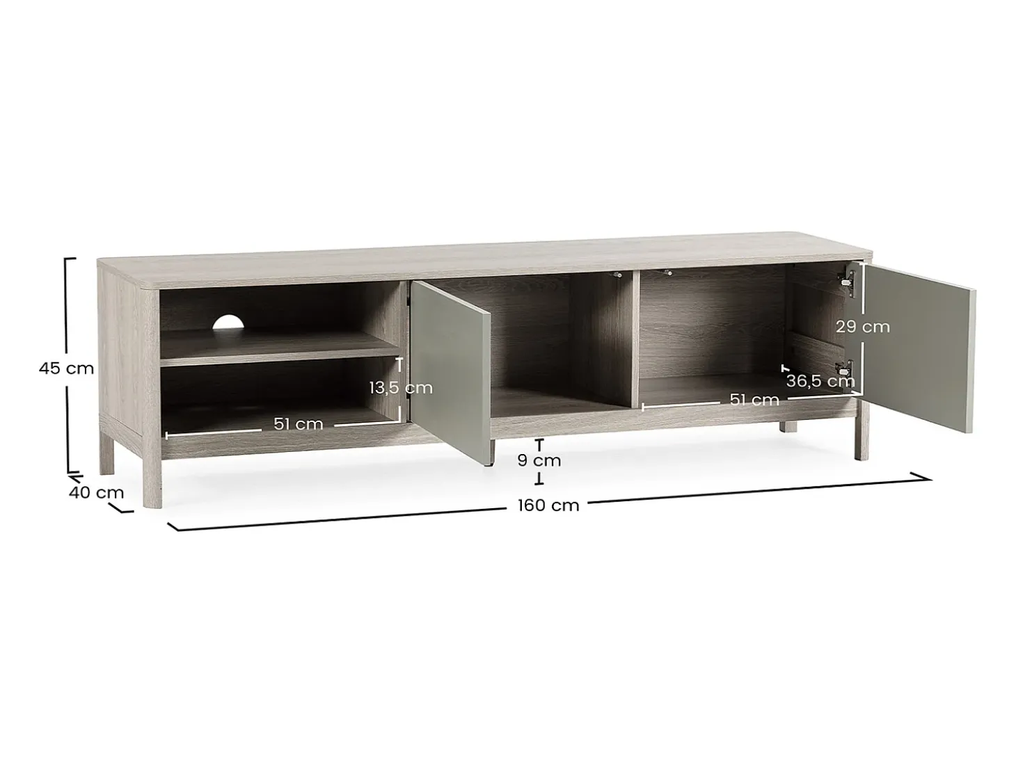 Mueble Tv Nassau 2 puertas efecto Roble/Verde