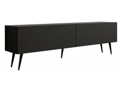 Mueble TV: Negro mate, patas negras, 170 x 52 x 32 cm