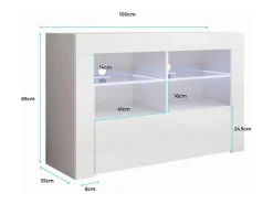 Mueble TV para Salón comedor en Blanco con LED 100x35x65cm Lilian