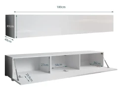 Mueble TV para Salón comedor en Blanco 180x40x30cm Aitana M2