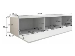 Mueble TV para Salón comedor en Negro y Blanco 160x40x32cm Luke H2