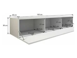 Mueble TV para Salón comedor en Negro 160x40x30cm Luke H2
