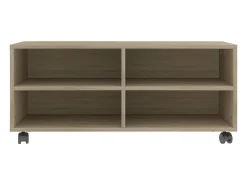 Mueble TV ruedas madera contrachapada color roble 90x35x35cm YOE39627