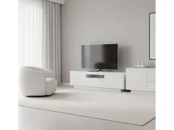 Mueble TV Sami para Salón 1 Cajón, 2 Puertas, Hueco Blanco 150x42x37cm