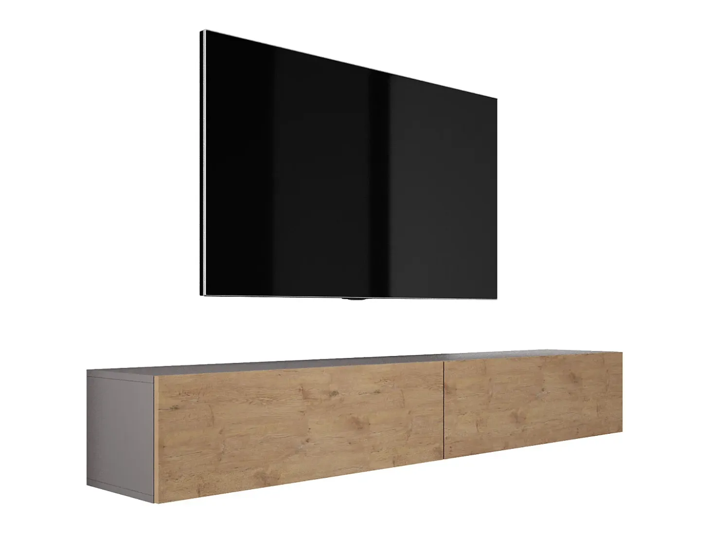 Mueble TV suspendido, (2 x 100) x 34 x 32 cm, Antracita / Roble Lancelot