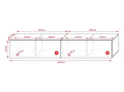 Mueble TV suspendido, (2 x 100) x 34 x 32 cm, Antracita / Roble Lancelot