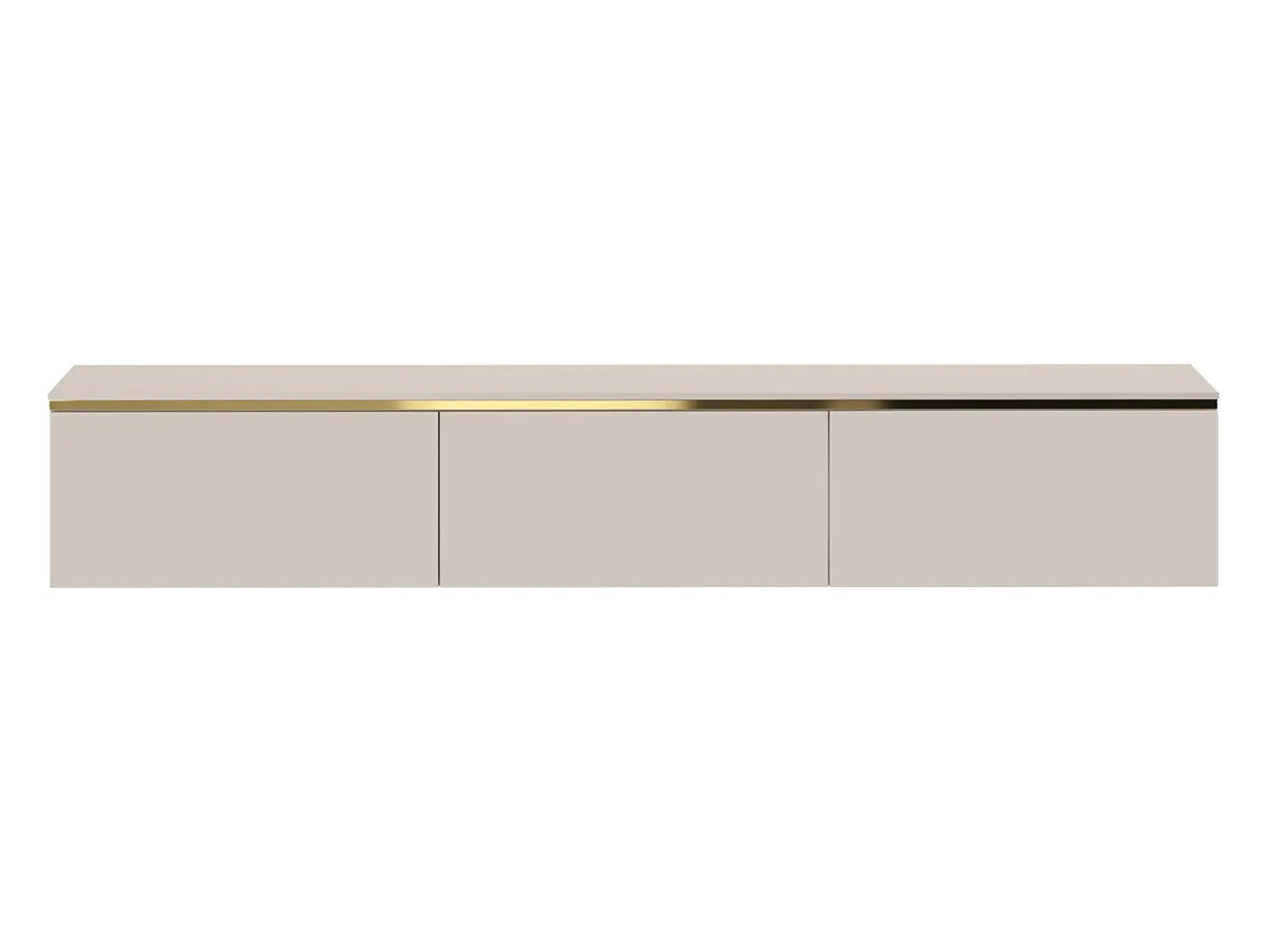 Mueble TV suspendido con 3 puertas - Beige y dorado - VUKIA