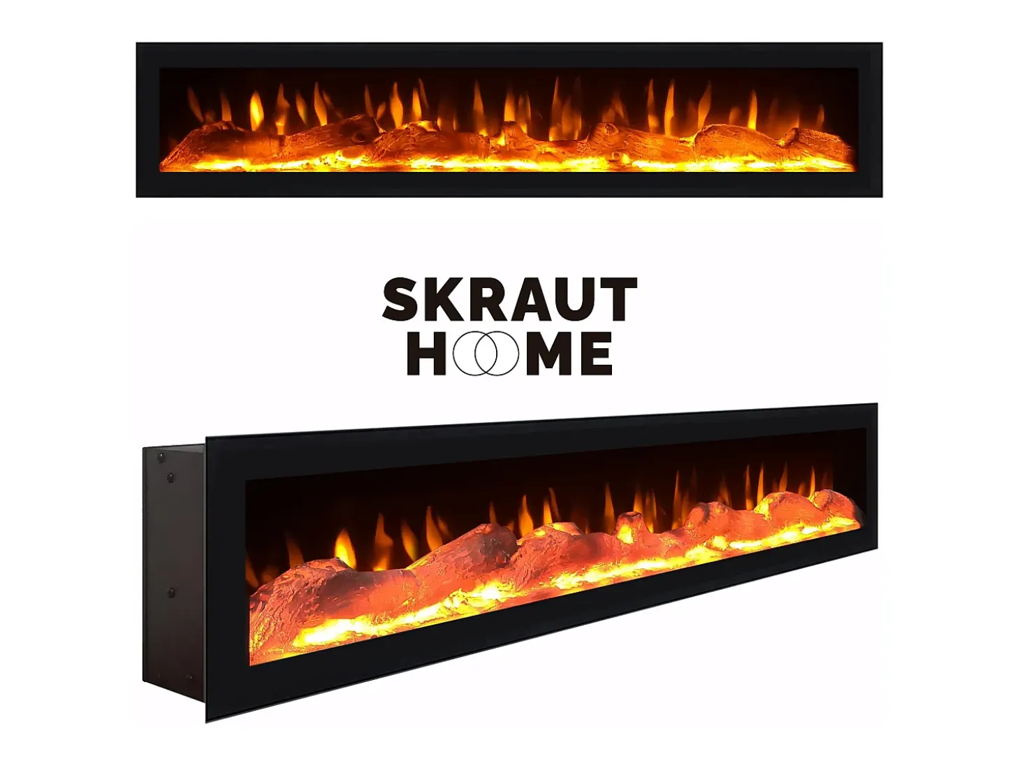 Mueble TV, Televisión, 200x35x57cm, Para TV hasta 80", Chimenea eléctrica, Diseño industrial, Negro