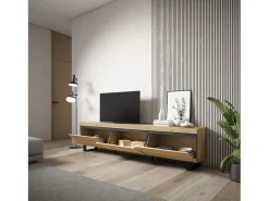 Mueble TV, Televisión, 240x35x57cm, Diseño industrial, Roble