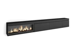 Mueble TV, Televisión, 317x35x45cm, Chimenea eléctrica XXL, Negro