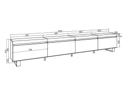 Mueble TV, Televisión, 320x35x57cm, Para TV gran formato, Diseño industrial, Negro