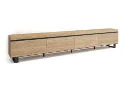 Mueble TV, Televisión, 320x35x57cm, Para TV gran formato, Diseño industrial, Roble
