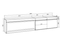 Mueble TV, Televisión, 208x35x45cm, Para TV hasta 80", Chimenea eléctrica XXL, Colgado, Suspendido, Roble y negro